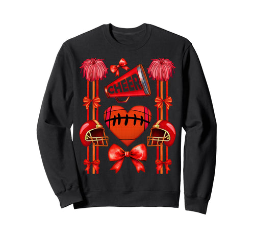 Football Cheer Mom Coquette Bow Mom Sweatshirt - Graphic Print for Adults - T-Shirt, Sweatshirt, Hoodie