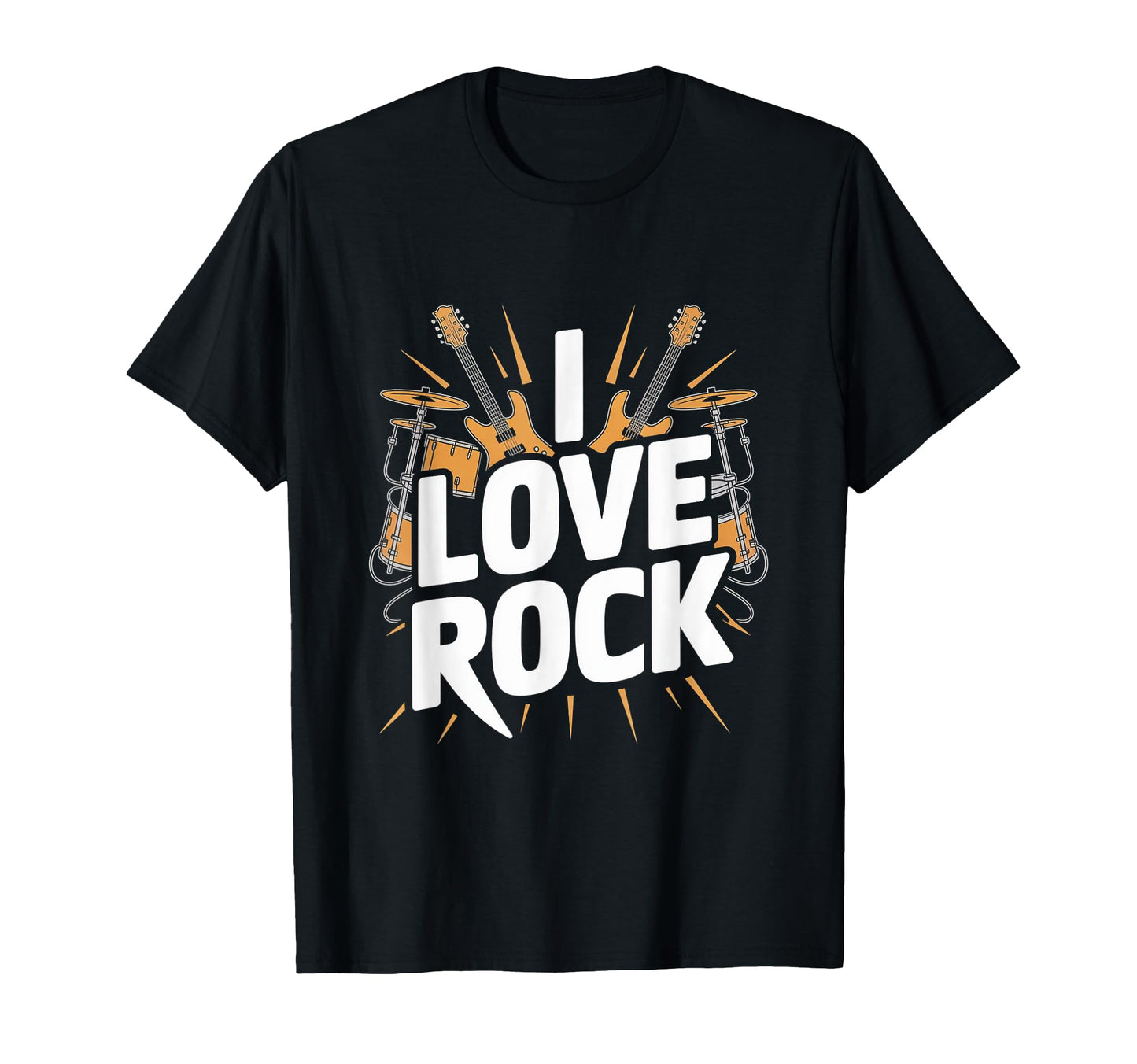 I Love Rock Guitar Drums T-Shirt - Novelty Apparel Men Women - T-Shirt, Sweatshirt, Hoodie