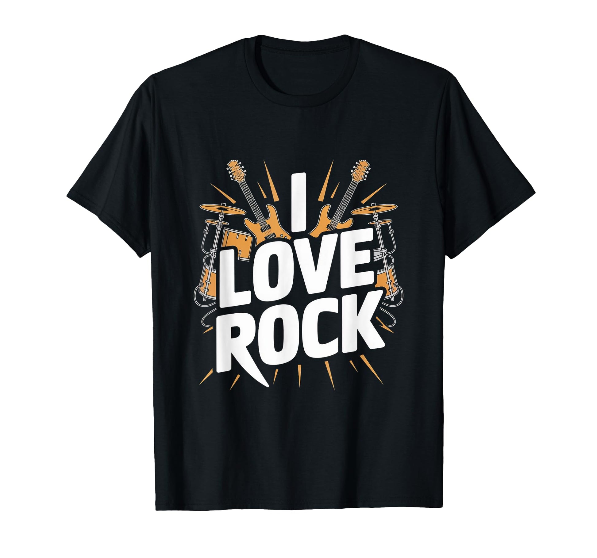 I Love Rock Guitar Drums T-Shirt - Novelty Apparel Men Women - T-Shirt, Sweatshirt, Hoodie
