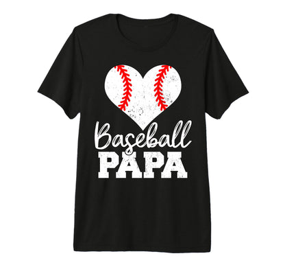 Mens Baseball Papa Heart Funny T-Shirt - Novelty Apparel for Adults - T-Shirt, Sweatshirt, Hoodie