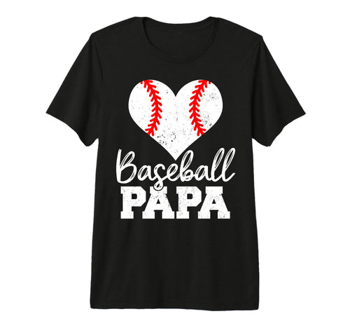 Mens Baseball Papa Heart Funny T-Shirt - Novelty Apparel for Adults - T-Shirt, Sweatshirt, Hoodie