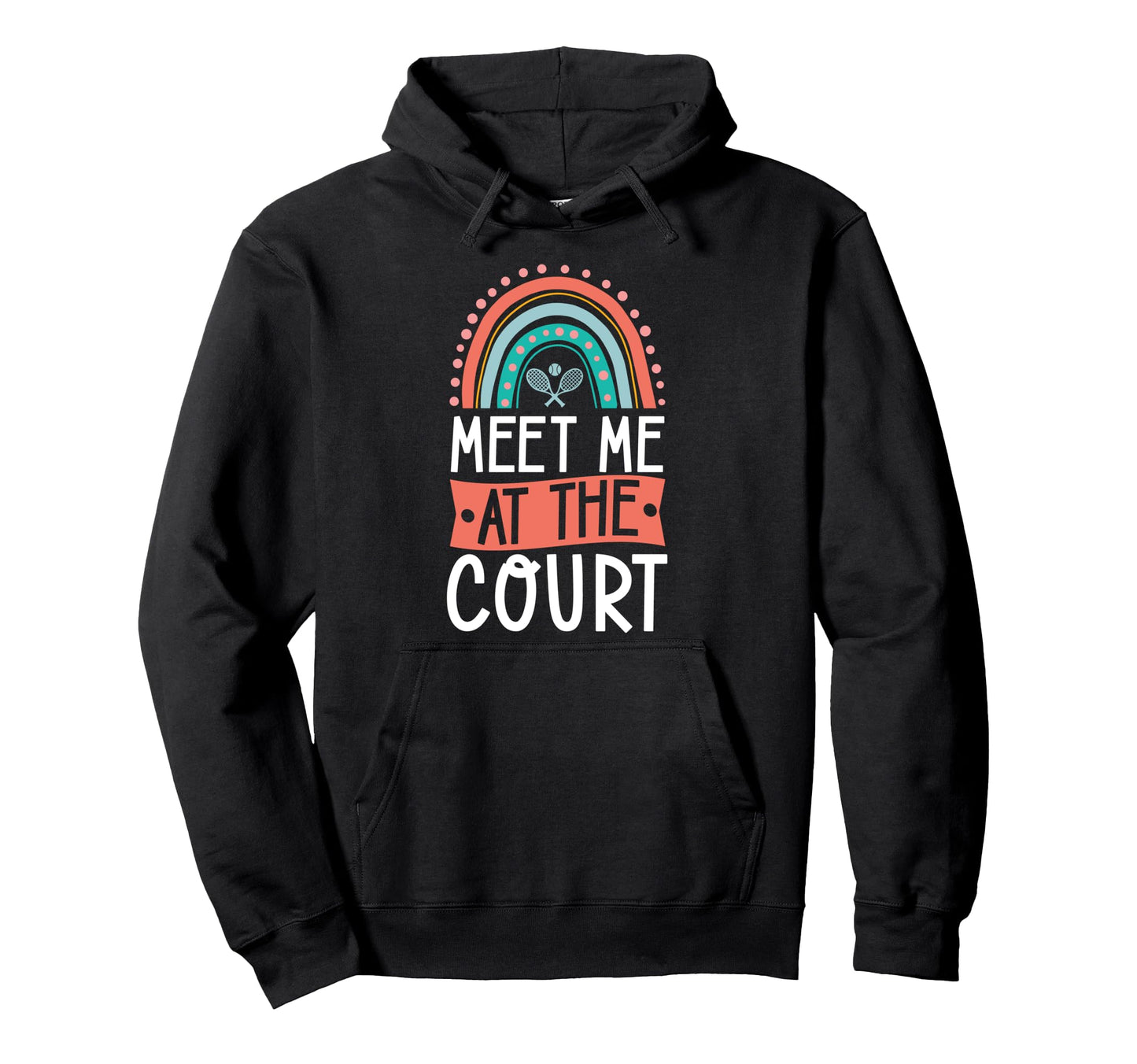 Meet Me Court Tennis Court Bohemian Hoodie - Fun Novelty Design for Adults - T-Shirt, Sweatshirt, Hoodie