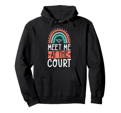 Meet Me Court Tennis Court Bohemian Hoodie - Fun Novelty Design for Adults - T-Shirt, Sweatshirt, Hoodie