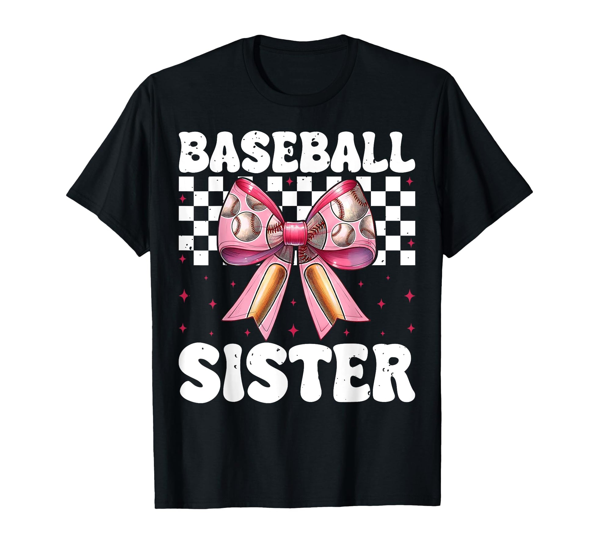 Baseball Sister Baseball Coquette Bow T-Shirt - Custom Art Print for Adults - T-Shirt, Sweatshirt, Hoodie