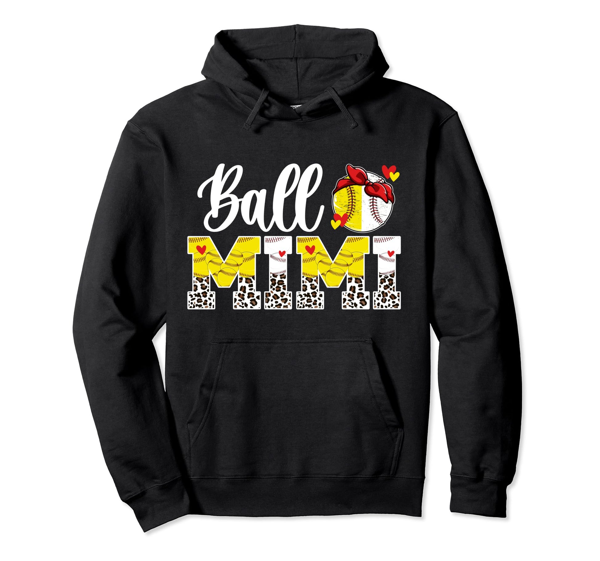 Ball Mimi Leopard Baseball Softball Mimi Hoodie - Graphic Print for Adults - T-Shirt, Sweatshirt, Hoodie