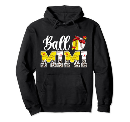 Ball Mimi Leopard Baseball Softball Mimi Hoodie - Graphic Print for Adults - T-Shirt, Sweatshirt, Hoodie