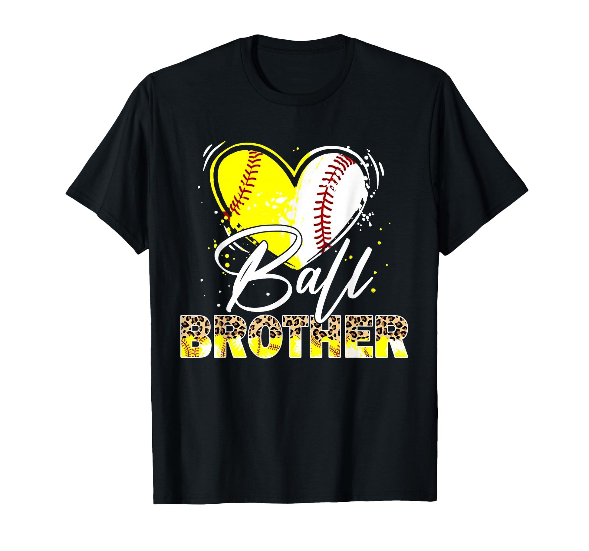 Ball Brother Leopard Baseball Softball T-Shirt - Trendy Graphic for Adults - T-Shirt, Sweatshirt, Hoodie