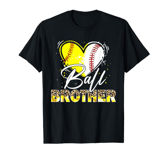 Ball Brother Leopard Baseball Softball T-Shirt - Trendy Graphic for Adults - T-Shirt, Sweatshirt, Hoodie