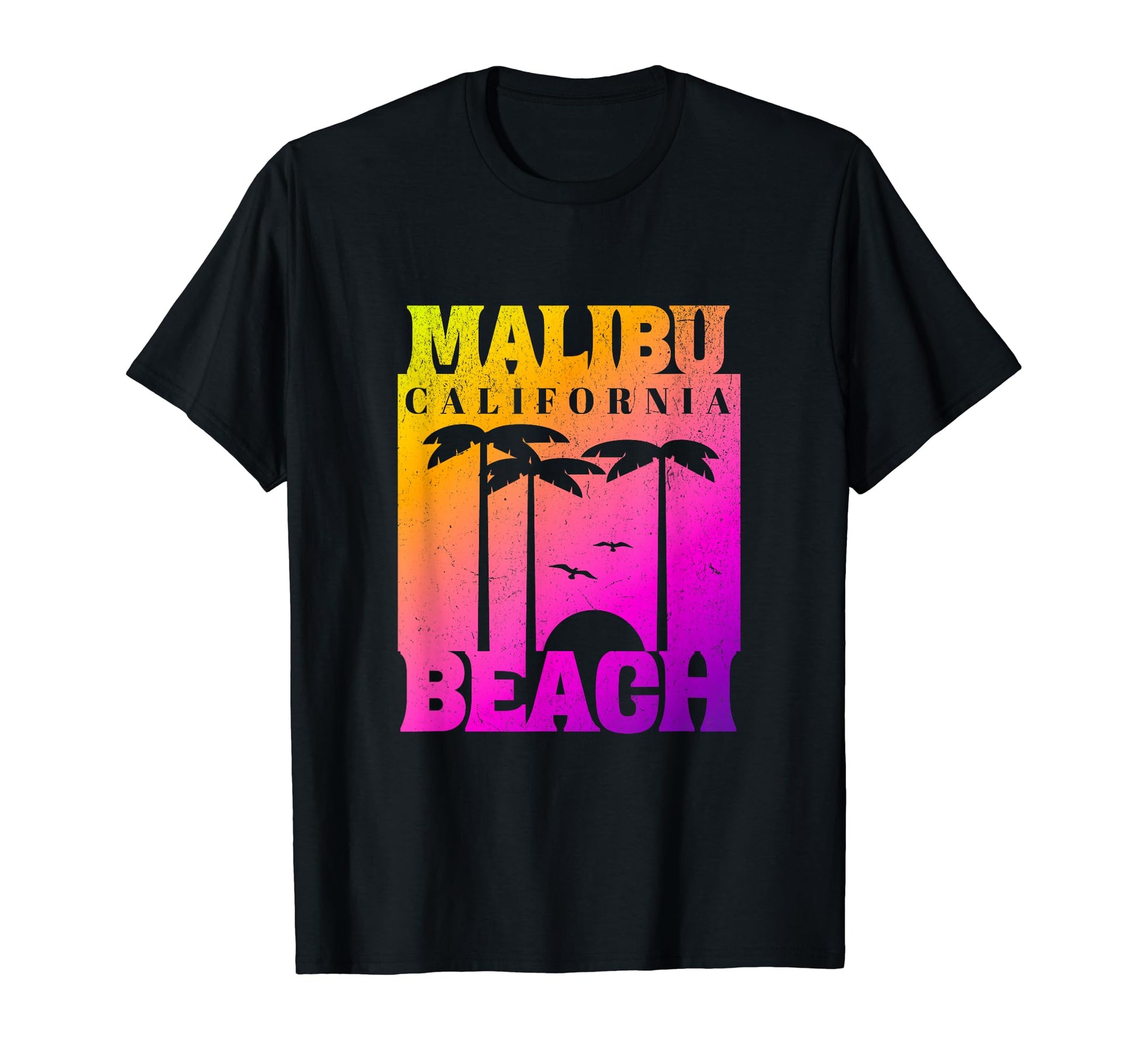 Malibu Beach 80S Colorful Rainbow T-Shirt - Custom Art Print Men Women - T-Shirt, Sweatshirt, Hoodie
