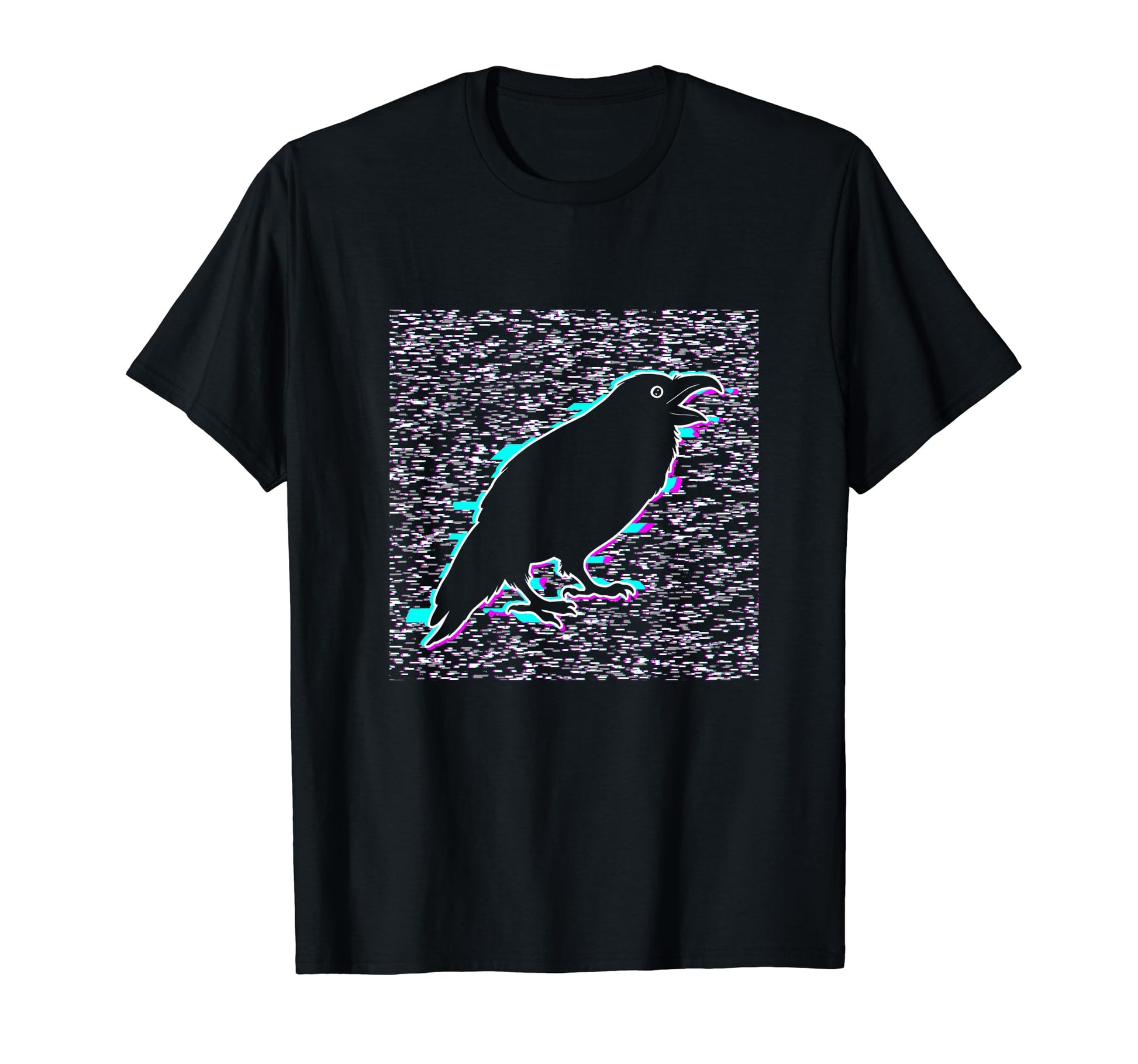 Pixelated Raven Noise Crow Vaporwave T-Shirt - Fun Novelty Design Unisex - T-Shirt, Sweatshirt, Hoodie