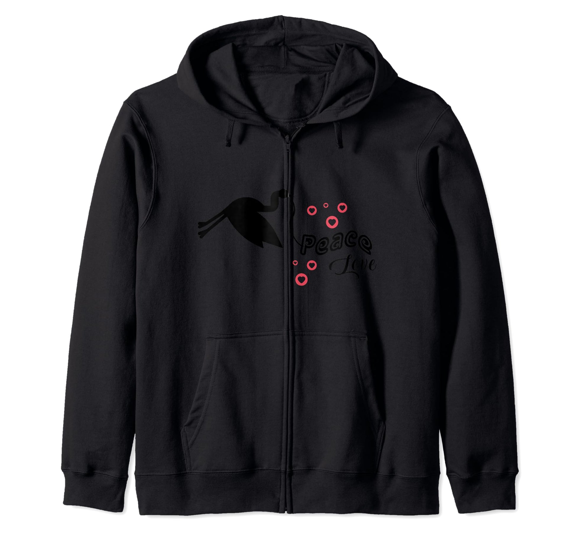 Peace Love Hearts Stork Bird Gift Hoodie - Streetwear Style Men Women - T-Shirt, Sweatshirt, Hoodie