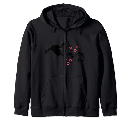 Peace Love Hearts Stork Bird Gift Hoodie - Streetwear Style Men Women - T-Shirt, Sweatshirt, Hoodie