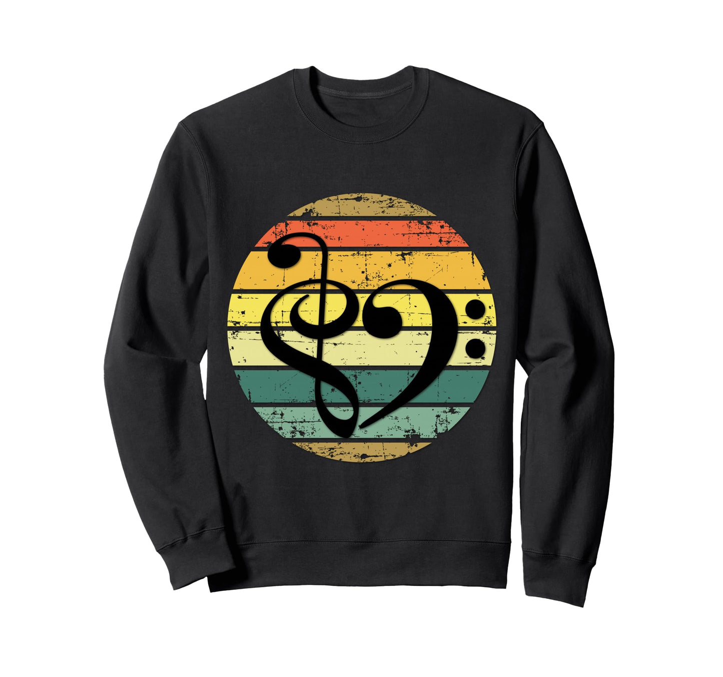Bold Musical Heart Over Sunset Sweatshirt - Unique Graphic for Adults - T-Shirt, Sweatshirt, Hoodie