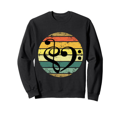 Bold Musical Heart Over Sunset Sweatshirt - Unique Graphic for Adults - T-Shirt, Sweatshirt, Hoodie