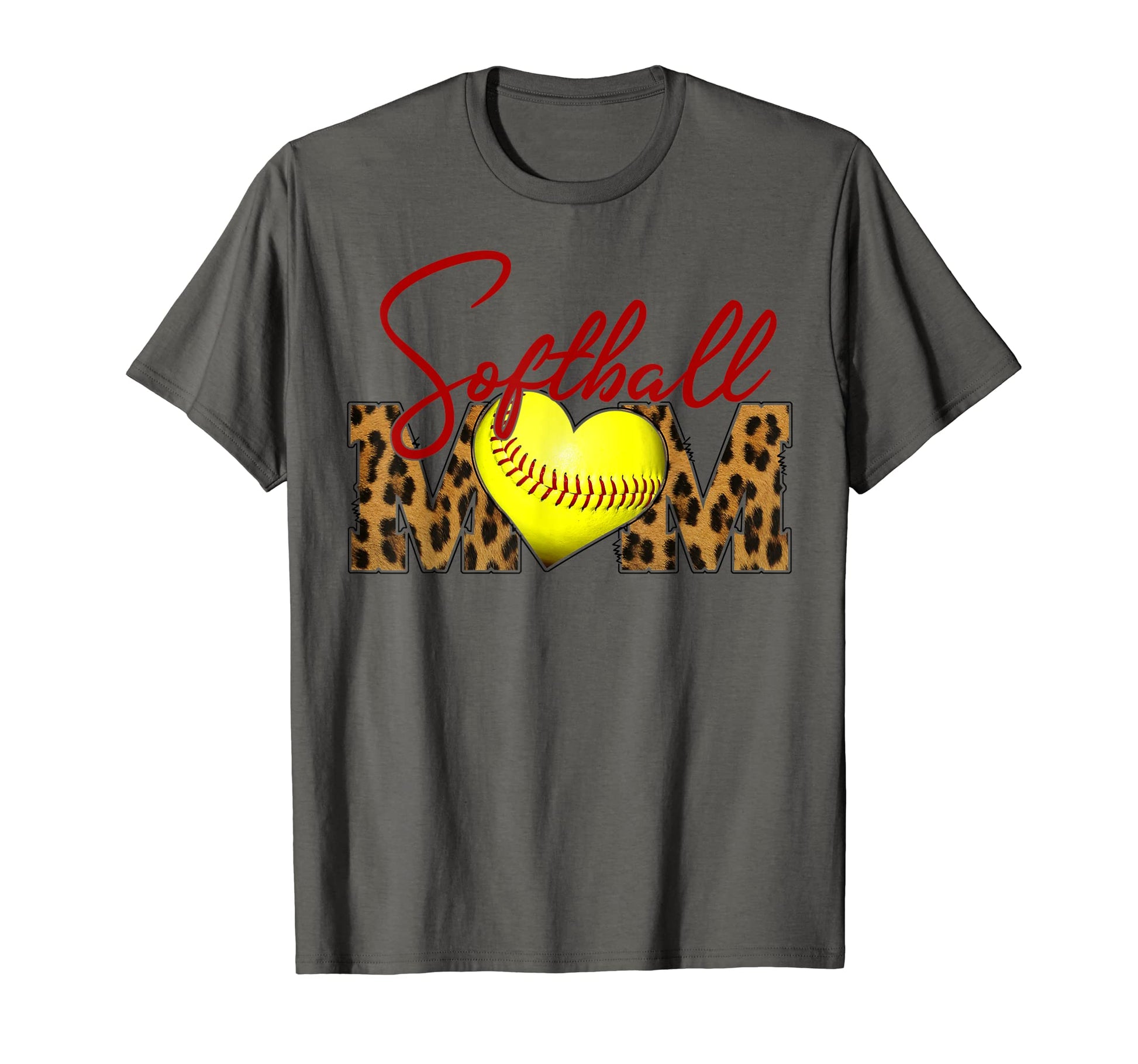 Softball Baseball Mom Leopard Heart T-Shirt - Streetwear Style for Adults - T-Shirt, Sweatshirt, Hoodie