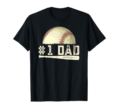 Number One Baseball Dad Fathers Day T-Shirt - Unique Graphic Unisex - T-Shirt, Sweatshirt, Hoodie