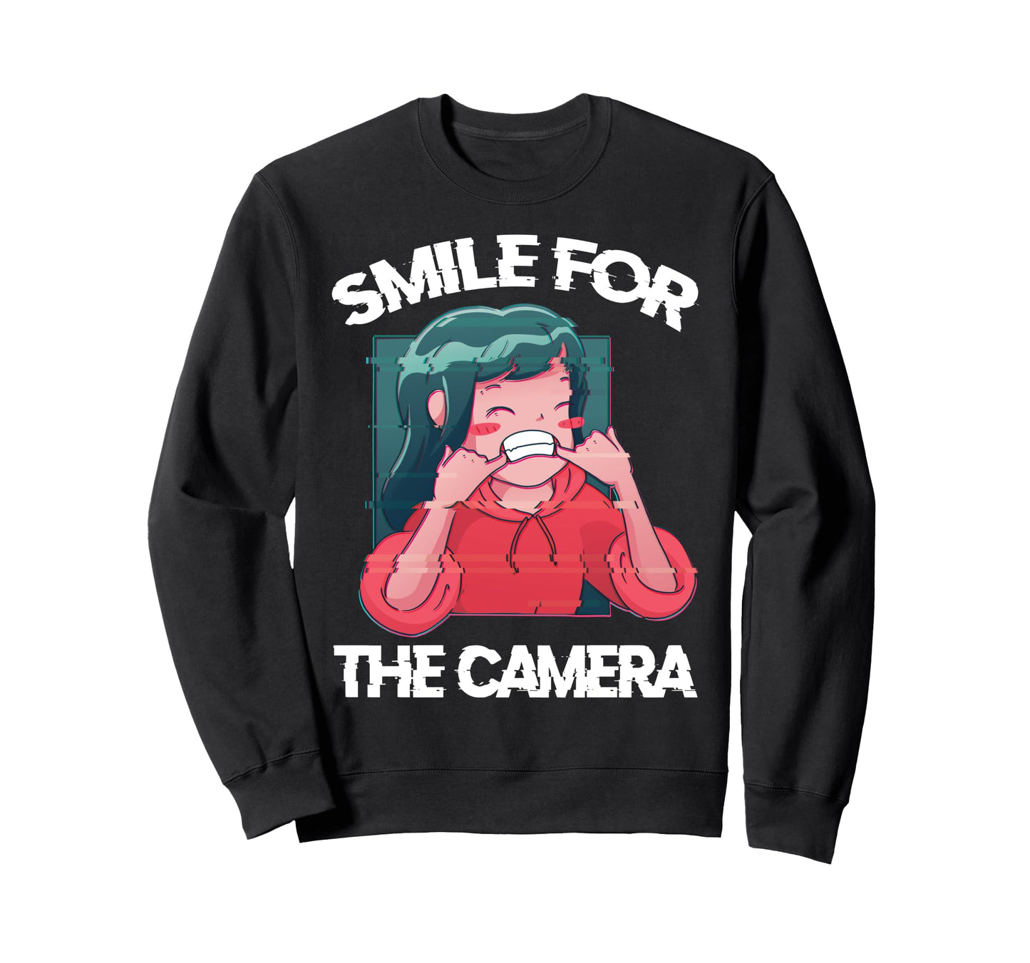 Vaporwave Smile Camera Glitchy Anime Sweatshirt - Streetwear Style Unisex - T-Shirt, Sweatshirt, Hoodie