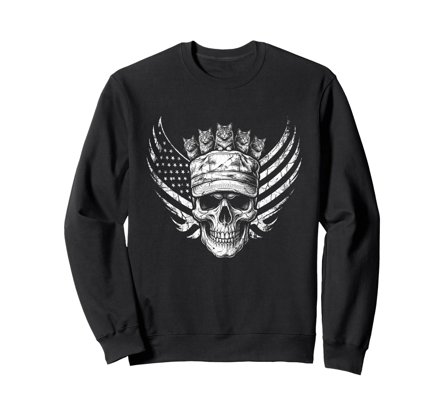 Skull Cat Skeleton Kitty Kitten Sweatshirt - Minimalist Print for Adults - T-Shirt, Sweatshirt, Hoodie