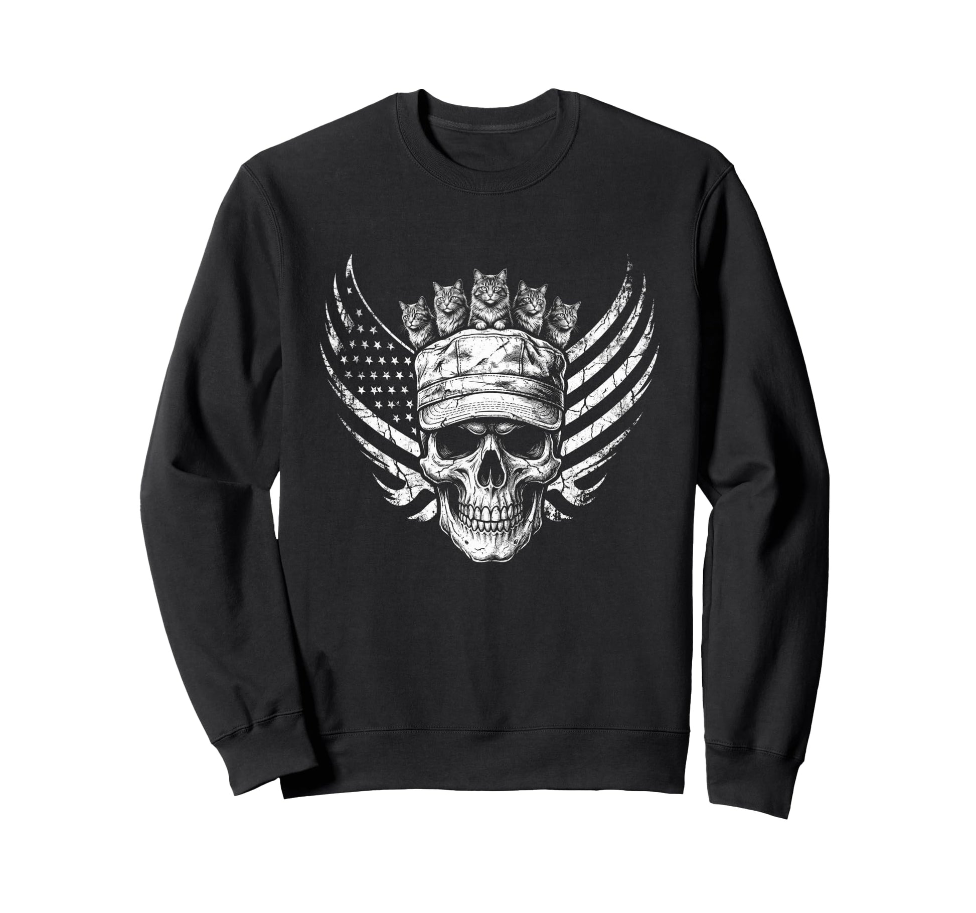 Skull Cat Skeleton Kitty Kitten Sweatshirt - Minimalist Print for Adults - T-Shirt, Sweatshirt, Hoodie