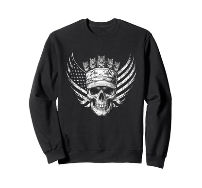 Skull Cat Skeleton Kitty Kitten Sweatshirt - Minimalist Print for Adults - T-Shirt, Sweatshirt, Hoodie