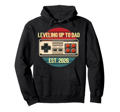 Fathers Day Leveling Up To Dad Est Hoodie - Minimalist Print for Adults - T-Shirt, Sweatshirt, Hoodie