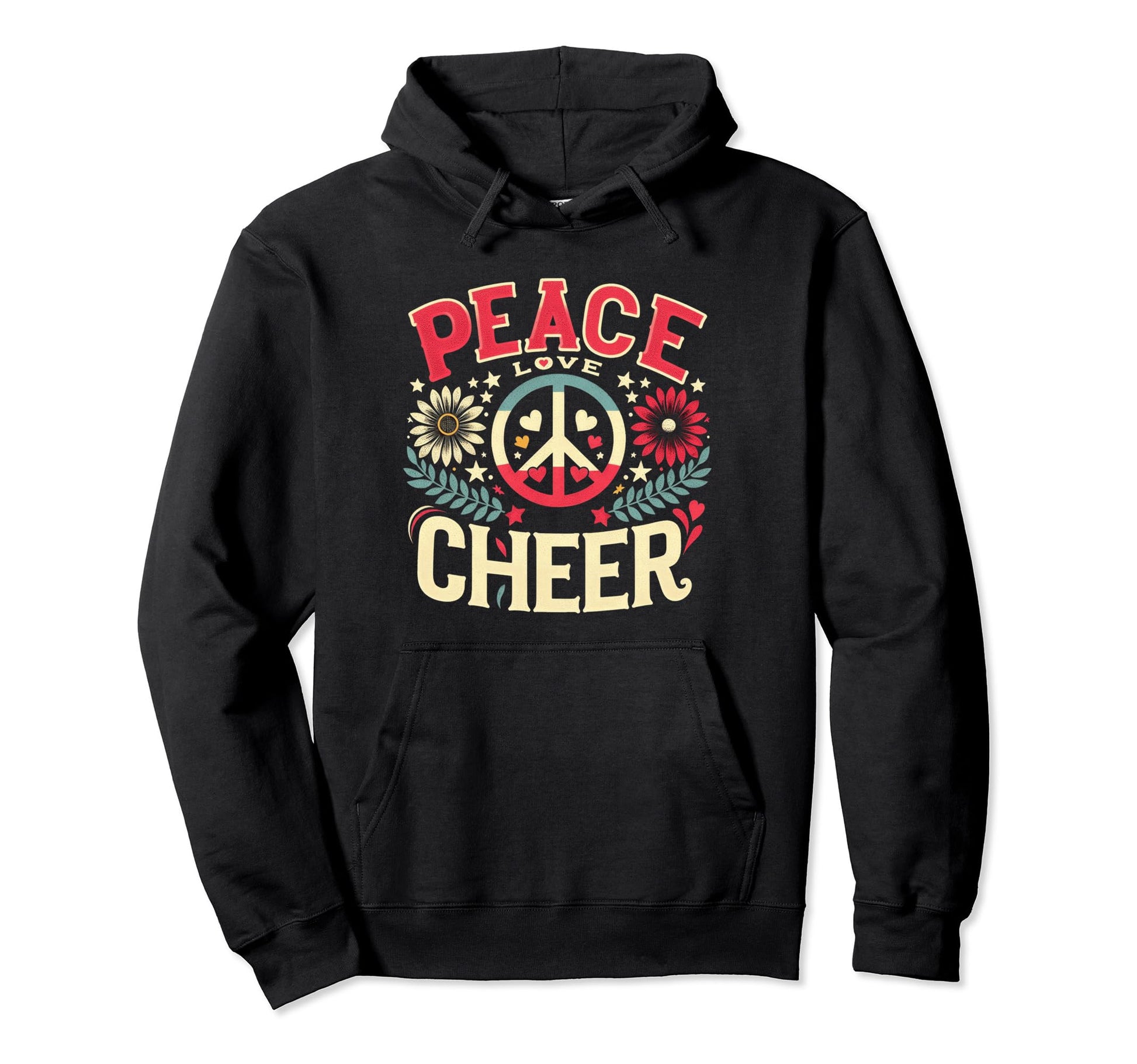 Peace Love Cheer Cheerleader Hoodie - Aesthetic Graphic Unisex - T-Shirt, Sweatshirt, Hoodie