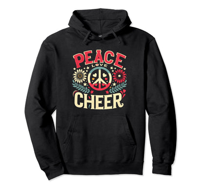 Peace Love Cheer Cheerleader Hoodie - Aesthetic Graphic Unisex - T-Shirt, Sweatshirt, Hoodie