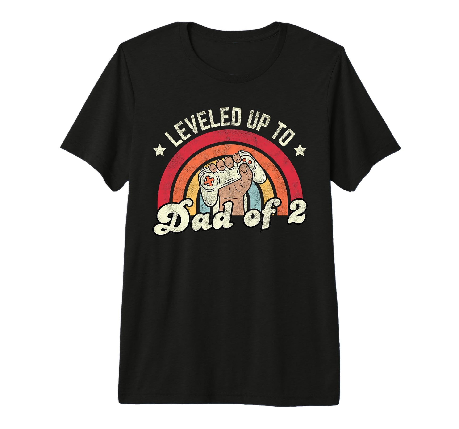 Mens Leveled Up To Dad 2 Daddy Again T-Shirt - Custom Art Print Men Women - T-Shirt, Sweatshirt, Hoodie