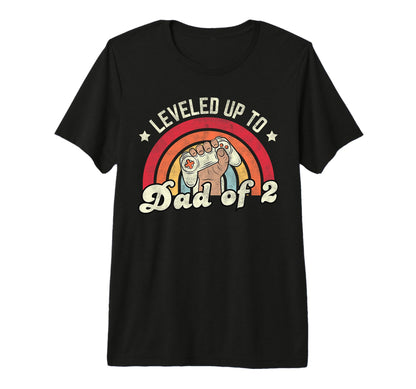 Mens Leveled Up To Dad 2 Daddy Again T-Shirt - Custom Art Print Men Women - T-Shirt, Sweatshirt, Hoodie