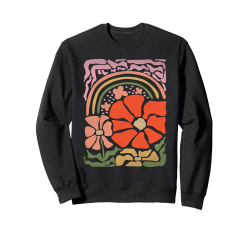 Flower Rainbow Hippie 70S Sweatshirt - Fun Novelty Design Men Women - T-Shirt, Sweatshirt, Hoodie