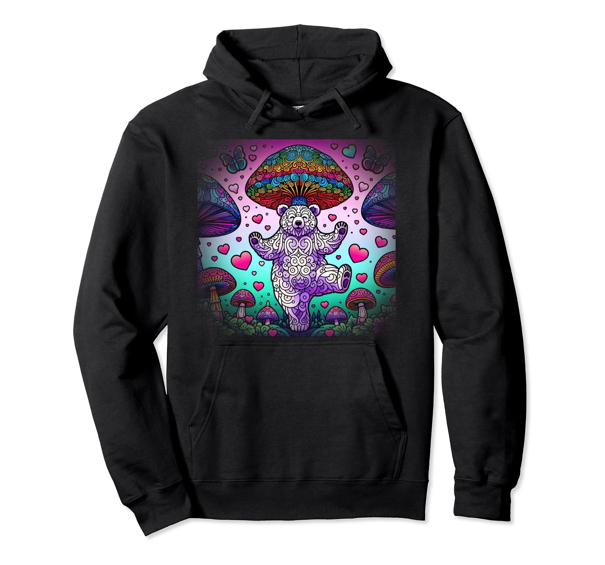 Funky Bear Hearts Rave Rainbow Bear Hoodie - Novelty Apparel Unisex - T-Shirt, Sweatshirt, Hoodie