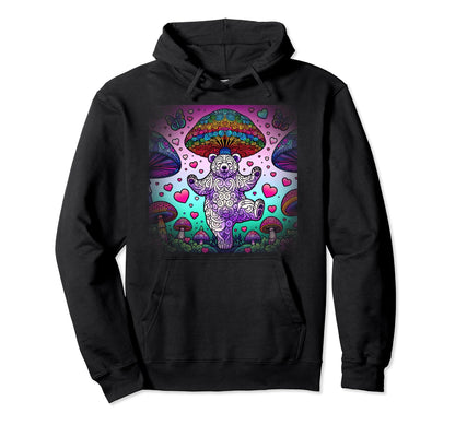 Funky Bear Hearts Rave Rainbow Bear Hoodie - Novelty Apparel Unisex - T-Shirt, Sweatshirt, Hoodie
