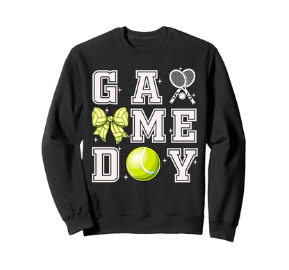 Tennis Coquette Bow Gameday Cheer Sweatshirt - Novelty Apparel Men Women - T-Shirt, Sweatshirt, Hoodie