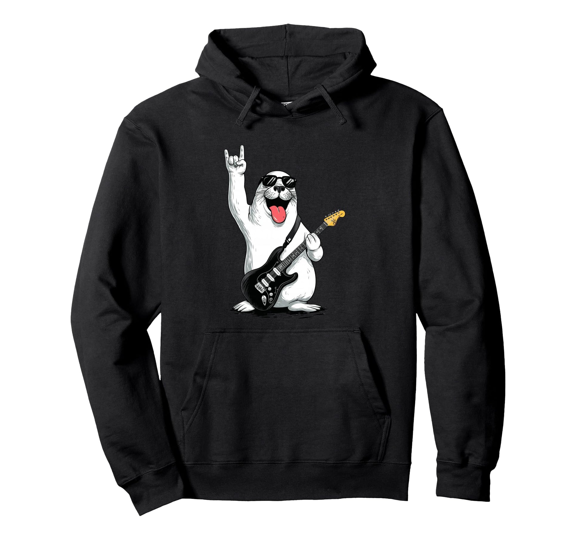 Funny Rock And Roll Seal Music Lover Hoodie - Custom Art Print Men Women - T-Shirt, Sweatshirt, Hoodie