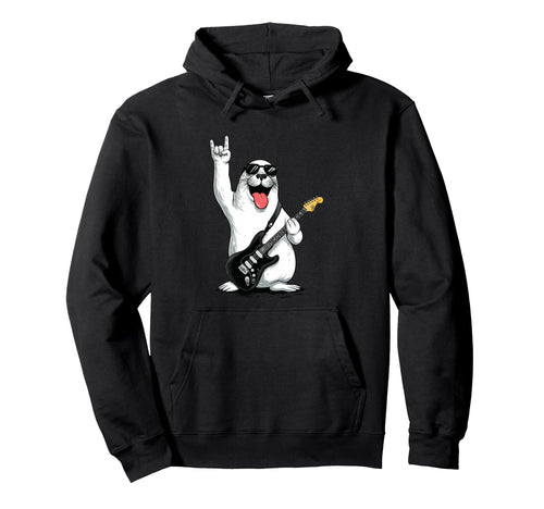Funny Rock And Roll Seal Music Lover Hoodie - Custom Art Print Men Women - T-Shirt, Sweatshirt, Hoodie