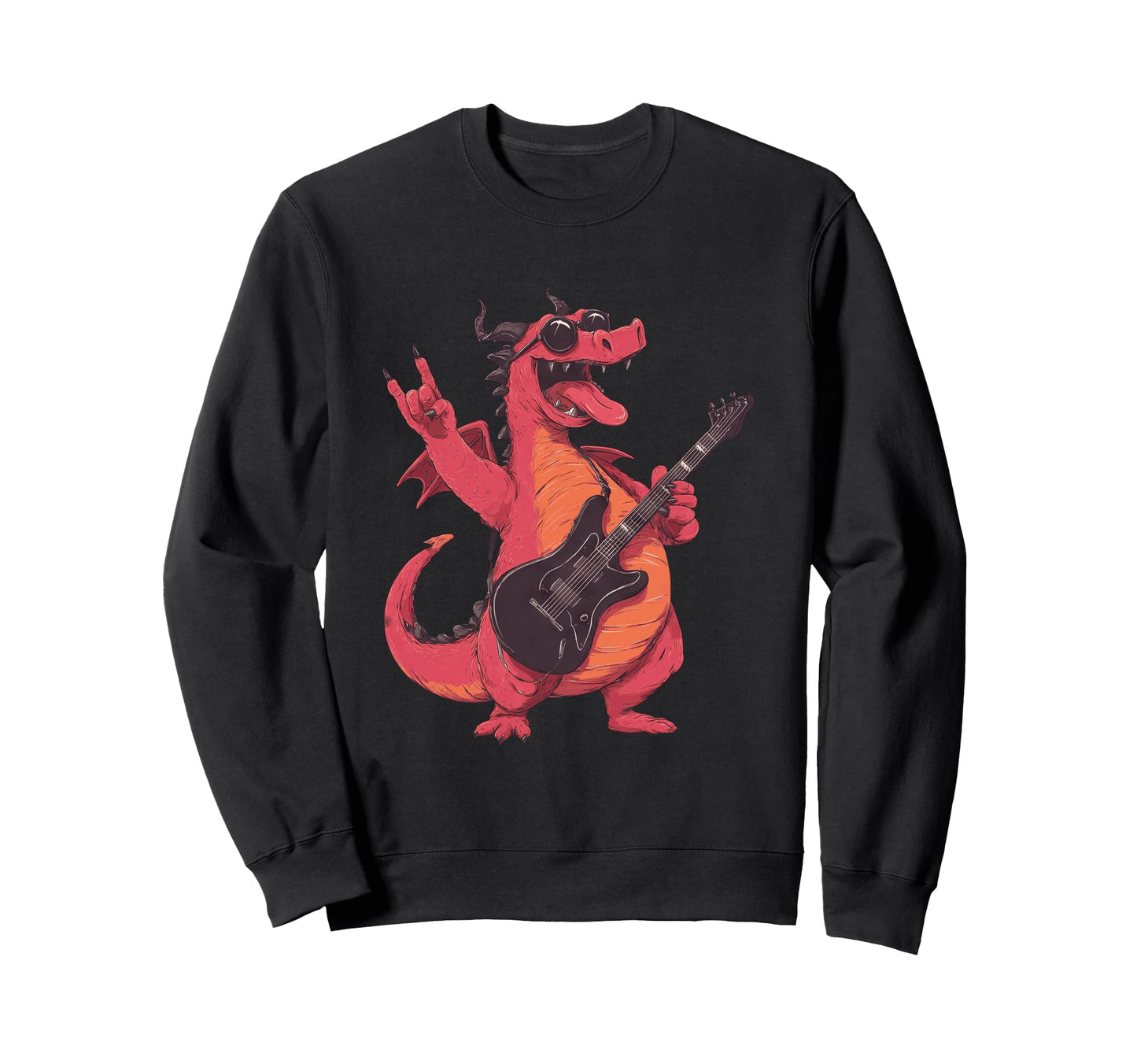 Funny Dragon Rock Guitarist Music Sweatshirt - Streetwear Style for Adults - T-Shirt, Sweatshirt, Hoodie