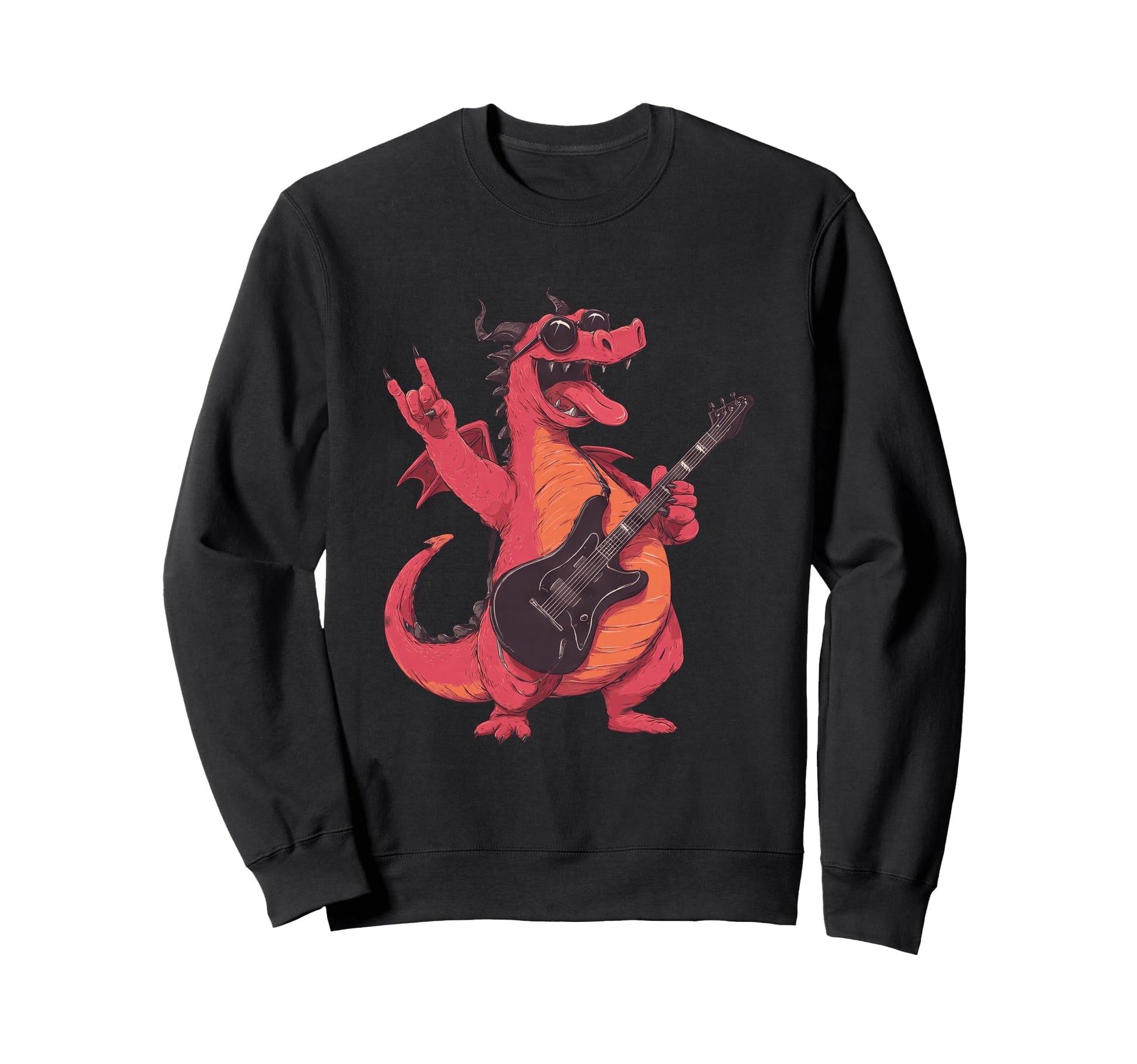 Funny Dragon Rock Guitarist Music Sweatshirt - Streetwear Style for Adults - T-Shirt, Sweatshirt, Hoodie