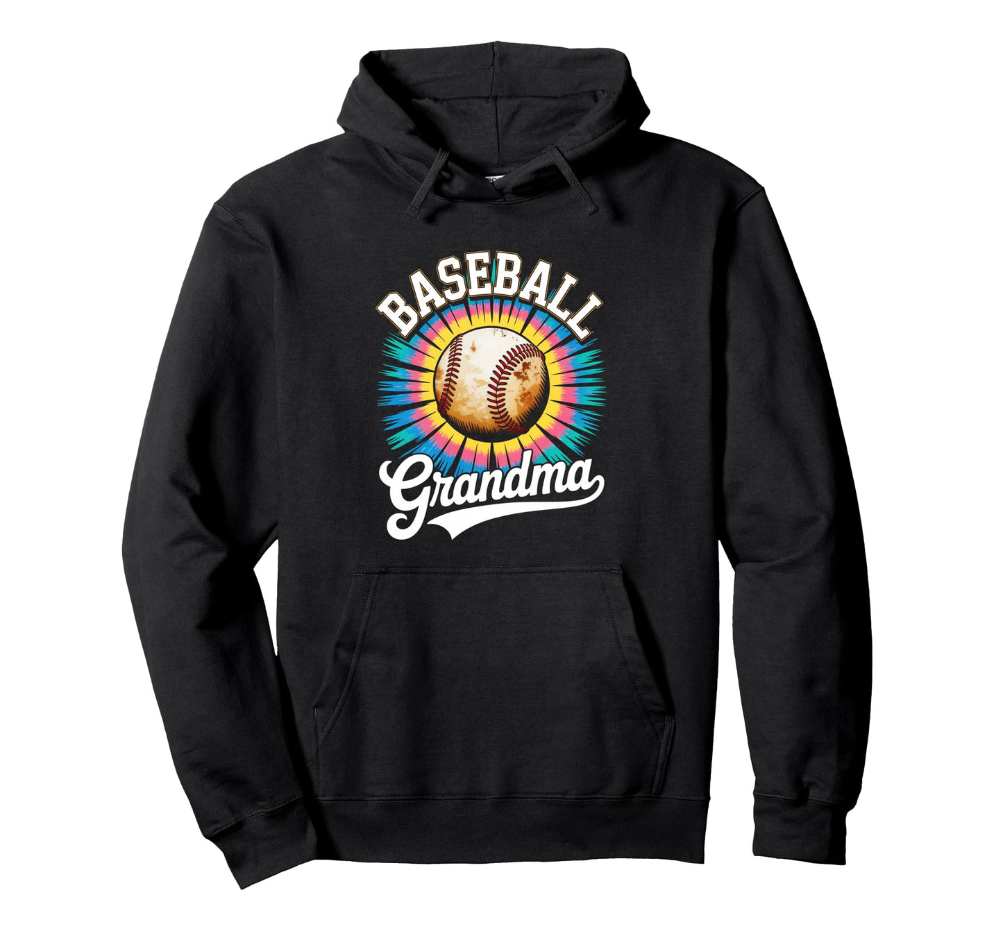 Baseball Grandma Tie Dye Colorful Hoodie - Trendy Graphic Unisex - T-Shirt, Sweatshirt, Hoodie