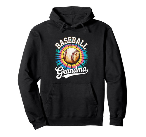 Baseball Grandma Tie Dye Colorful Hoodie - Trendy Graphic Unisex - T-Shirt, Sweatshirt, Hoodie