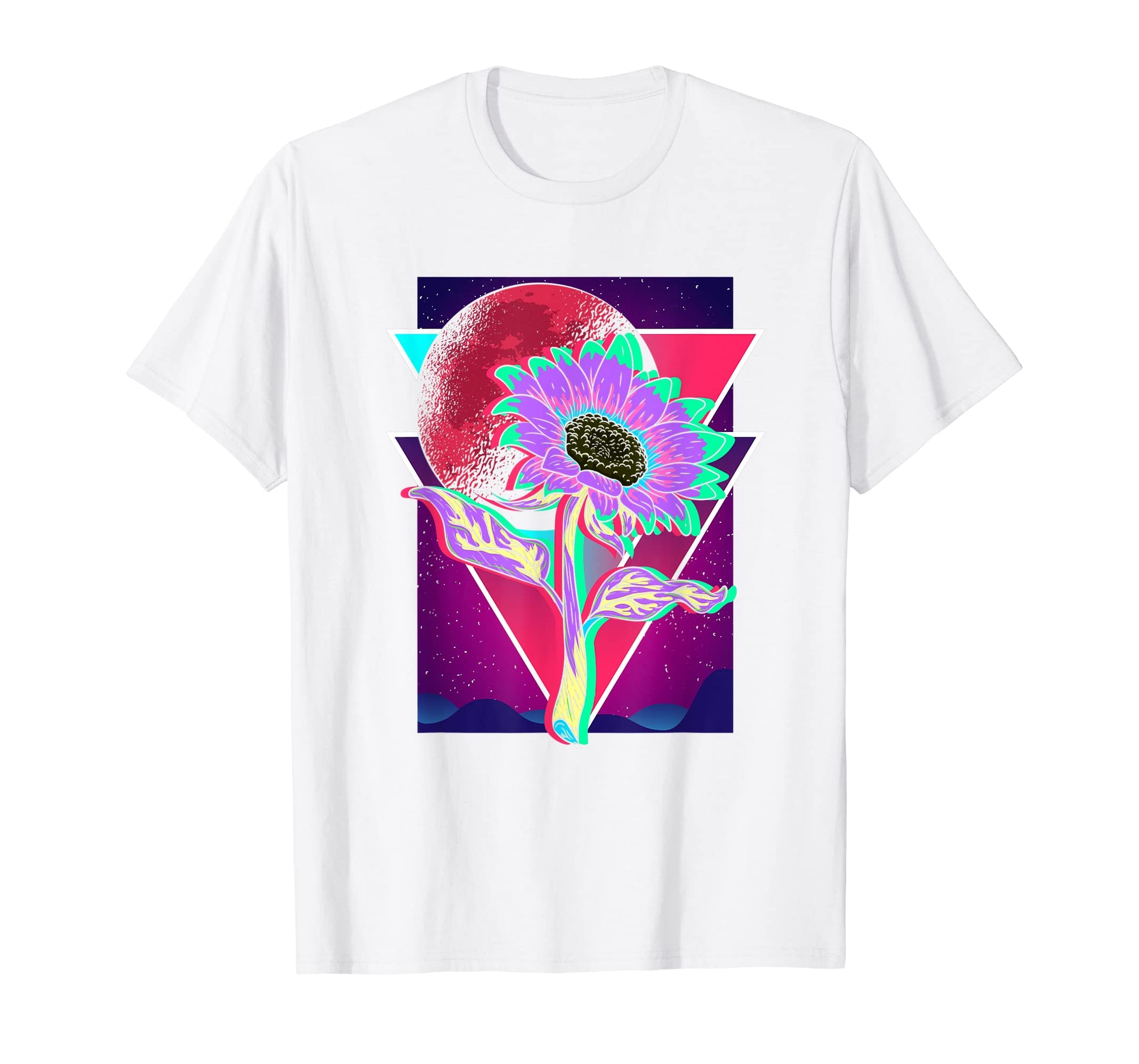 80S Synthwave Flower Vaporwave Aesthetic T-Shirt - Unique Graphic Unisex - T-Shirt, Sweatshirt, Hoodie