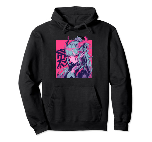 Goth Grunge Demon Anime Waifu Horror Hoodie - Unique Graphic for Adults - T-Shirt, Sweatshirt, Hoodie