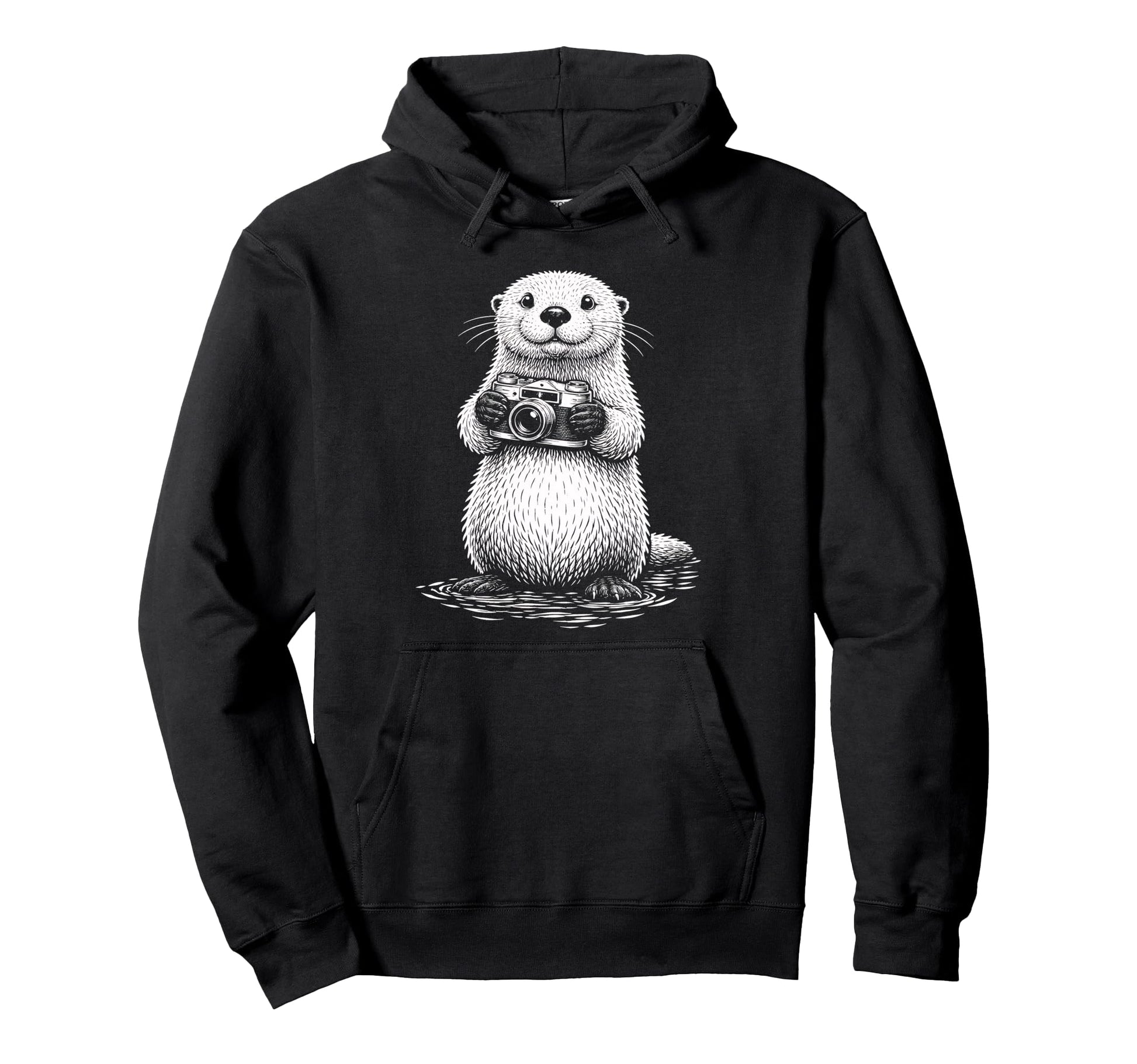 Sea Otter Photographer Camera Hoodie - Casual Everyday Wear Men Women - T-Shirt, Sweatshirt, Hoodie