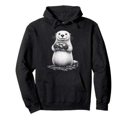 Sea Otter Photographer Camera Hoodie - Casual Everyday Wear Men Women - T-Shirt, Sweatshirt, Hoodie