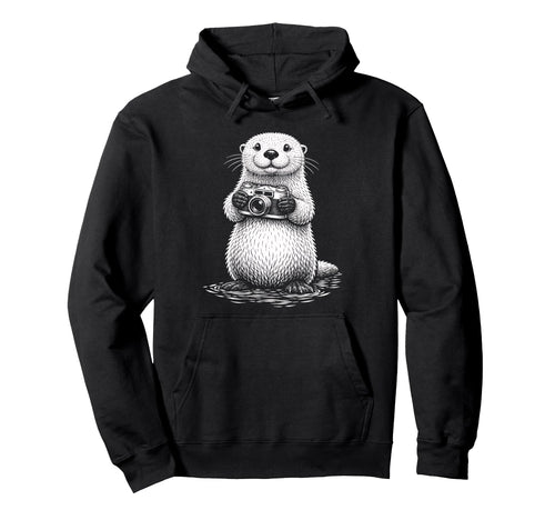 Sea Otter Photographer Camera Hoodie - Casual Everyday Wear Men Women - T-Shirt, Sweatshirt, Hoodie