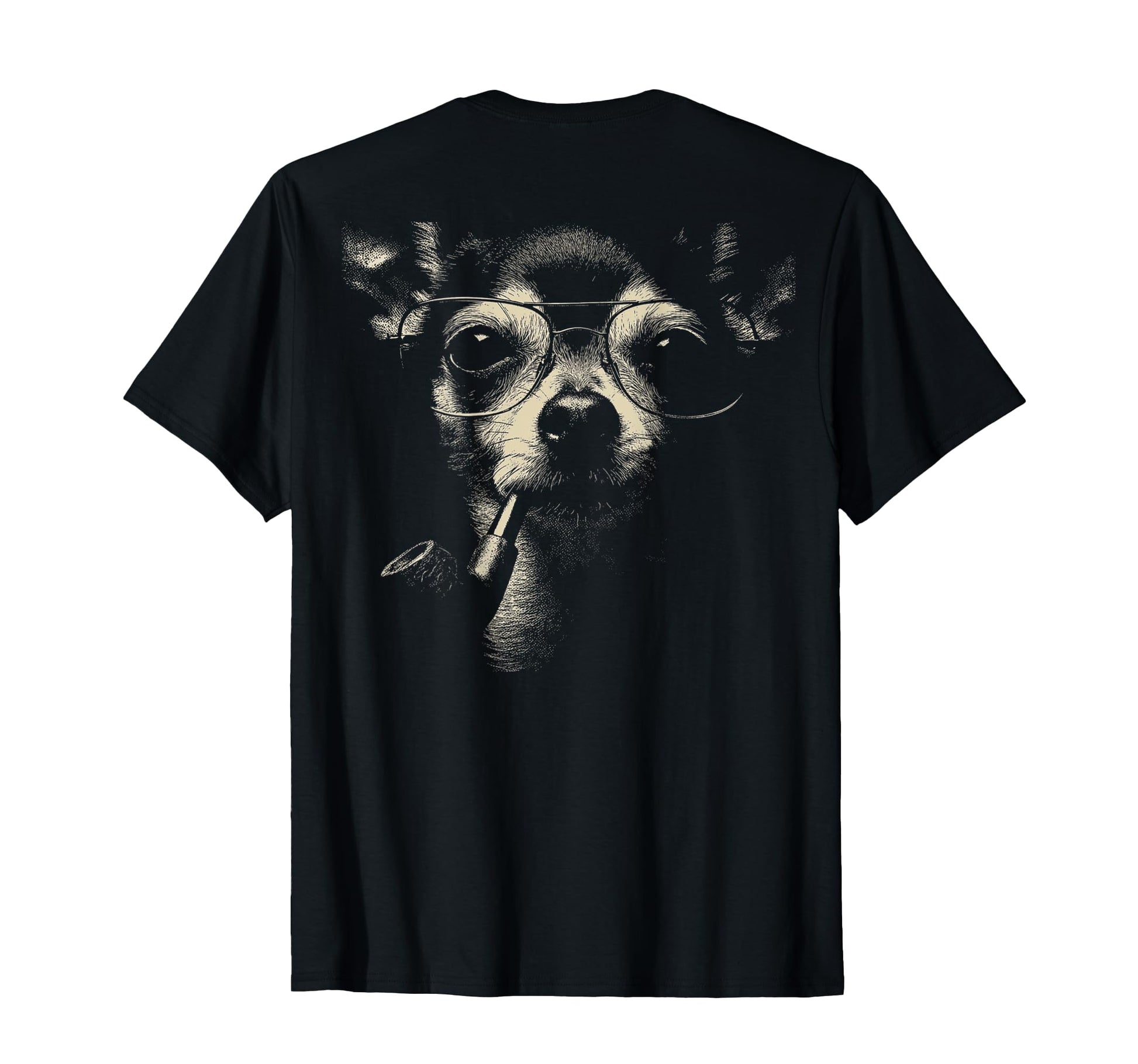Chihuahua Glasses Smoking Pipe Grunge T-Shirt - Graphic Print Men Women - T-Shirt, Sweatshirt, Hoodie