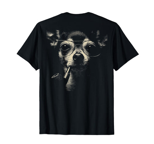 Chihuahua Glasses Smoking Pipe Grunge T-Shirt - Graphic Print Men Women - T-Shirt, Sweatshirt, Hoodie