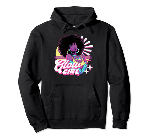 Glow Black Afro 80S 90S Vaporwave Hoodie - Fun Novelty Design Men Women - T-Shirt, Sweatshirt, Hoodie