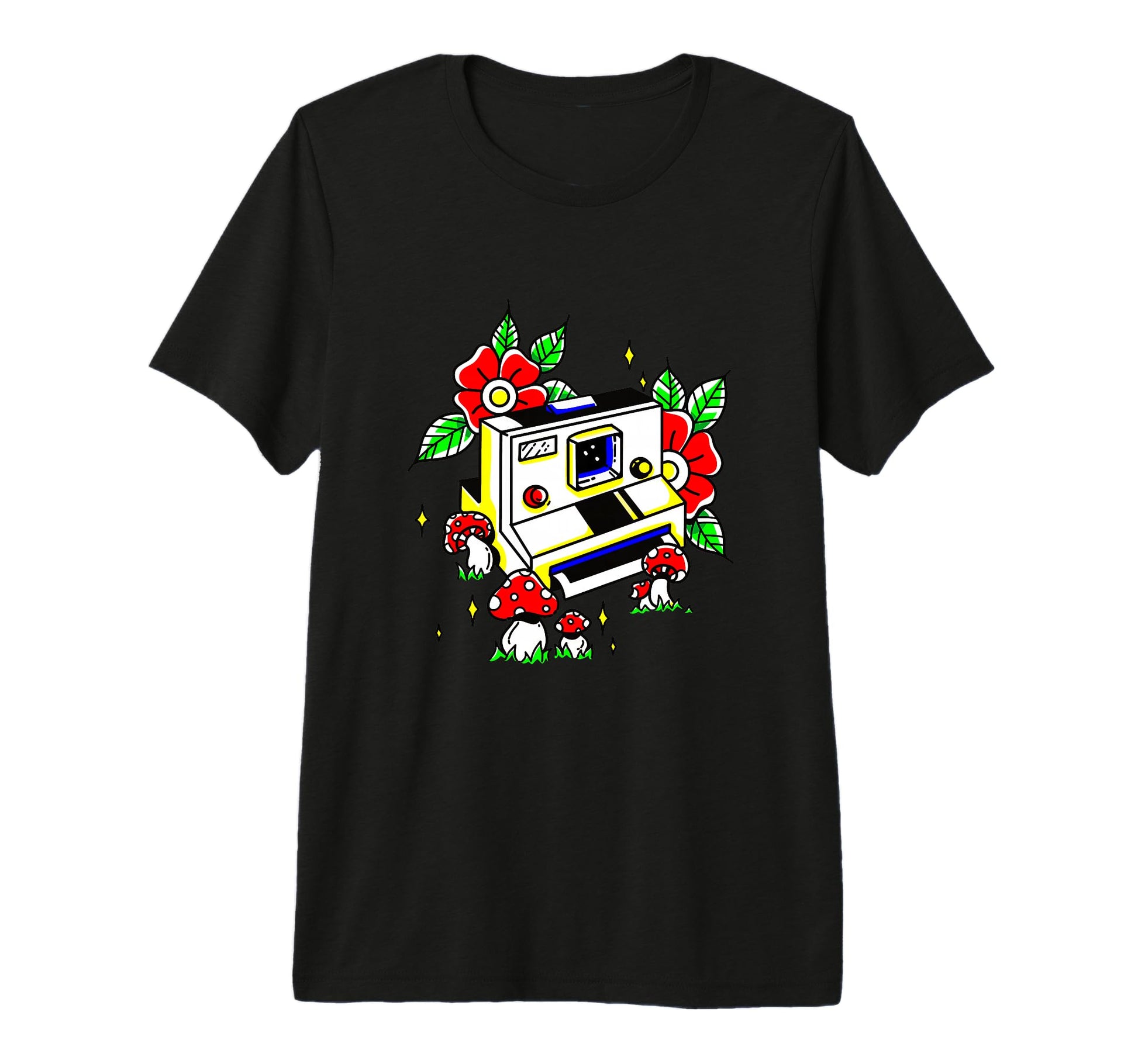 Camera Amanita Muscaria Mushrooms T-Shirt - Aesthetic Graphic Men Women - T-Shirt, Sweatshirt, Hoodie