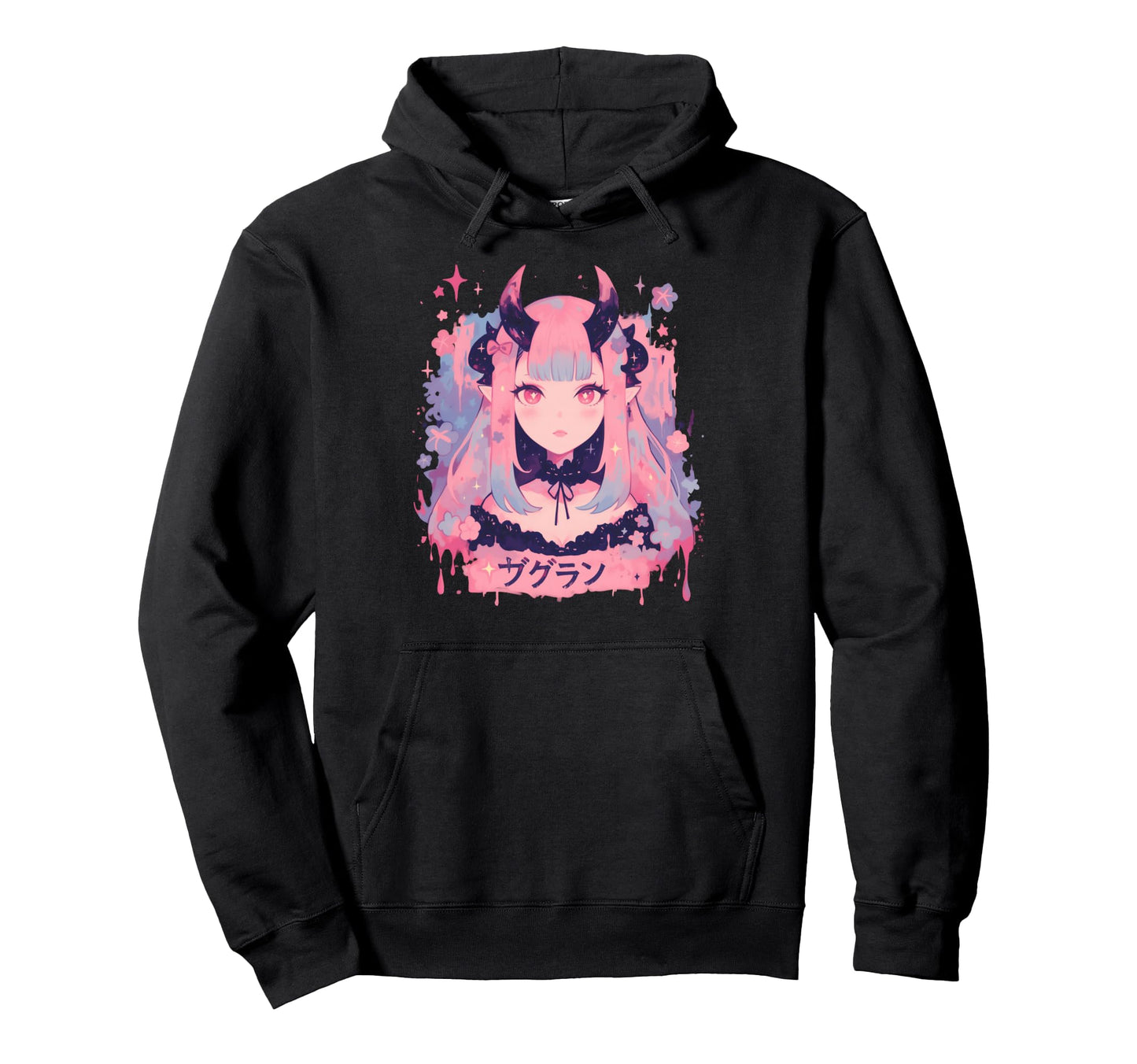 Goth Grunge Demon Anime Waifu Horror Hoodie - Trendy Graphic for Adults - T-Shirt, Sweatshirt, Hoodie