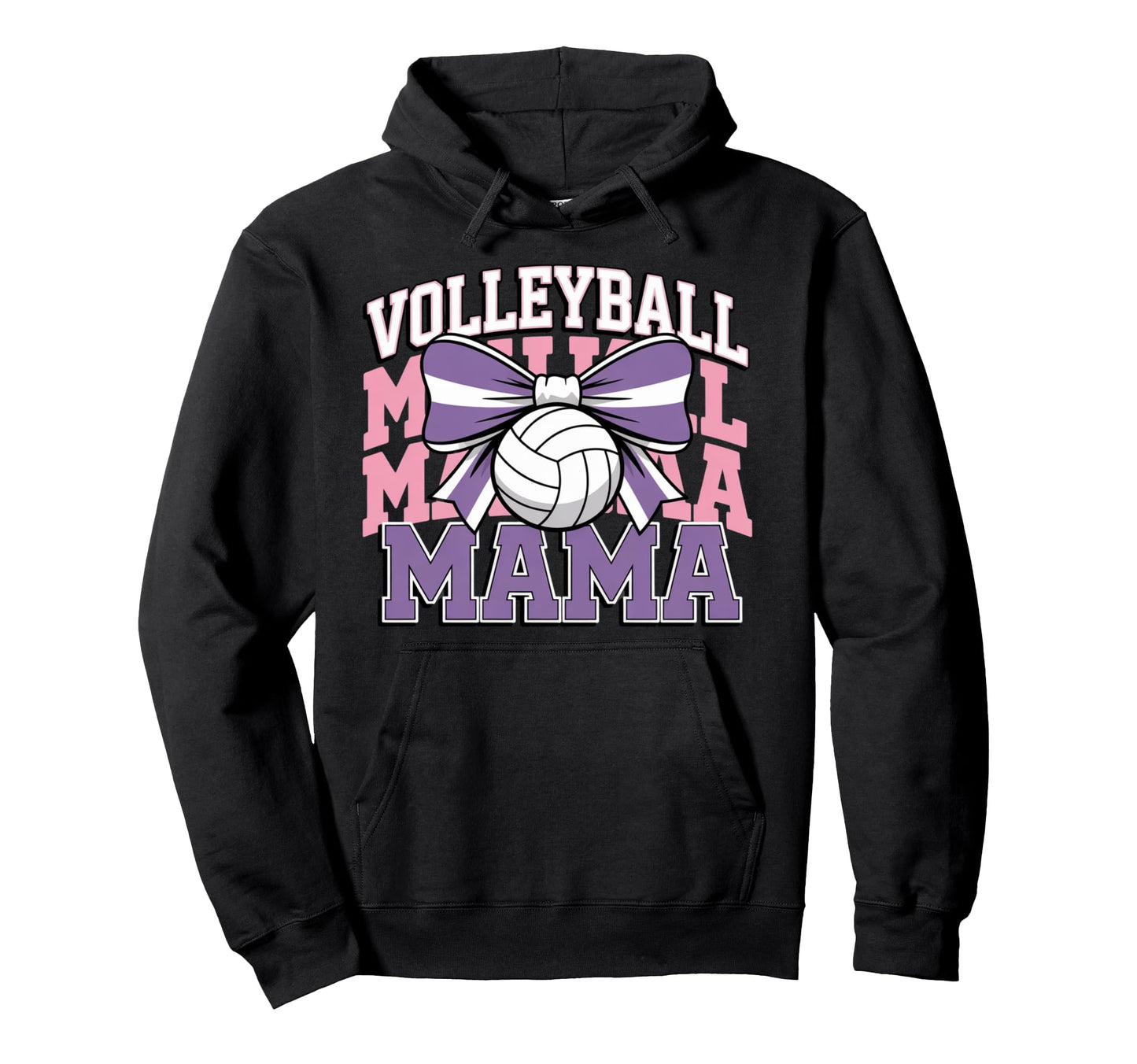 Volleyball Mama Coquette Bow Game Day Hoodie - Custom Art Print for Adults - T-Shirt, Sweatshirt, Hoodie